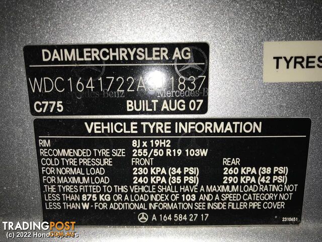 2007 MERCEDES - M CLASS Pwr Dr Wind Switch