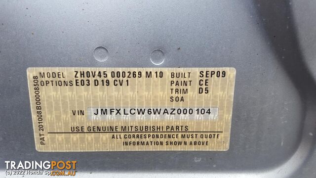 Door/Boot/Gate Lock 2010 MITSUBISHI OUTLANDER