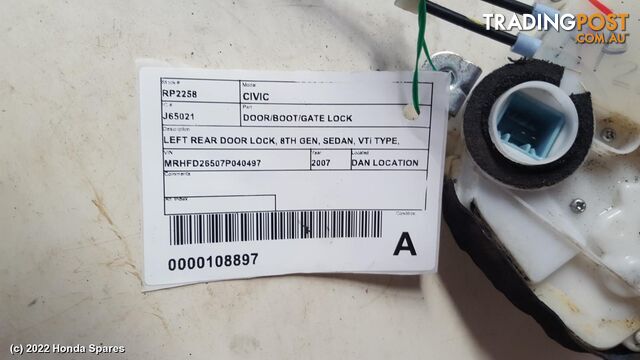 Door/Boot/Gate Lock 2007 HONDA CIVIC