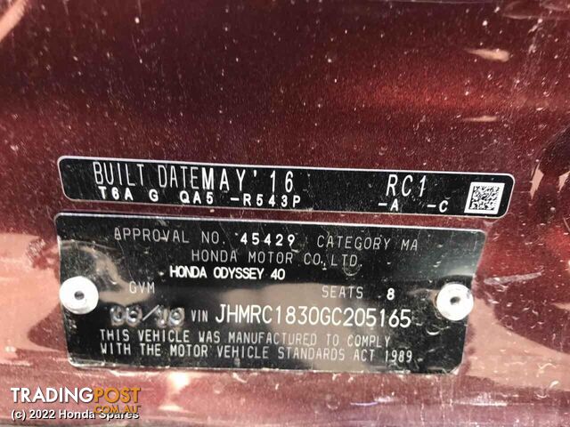 2016 HONDA - ODYSSEY Tyre - photo 2 of 57