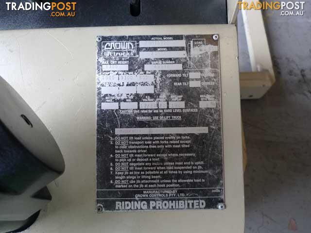 FORKLIFT CROWN 20MT130A WALKY STACKER, 1 TON CAPACITY, H454 $4500 + GST - photo 5 of 9