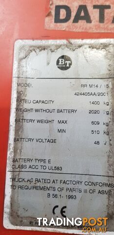 B.T RR M1.4 Electric Reach Truck - photo 2 of 3
