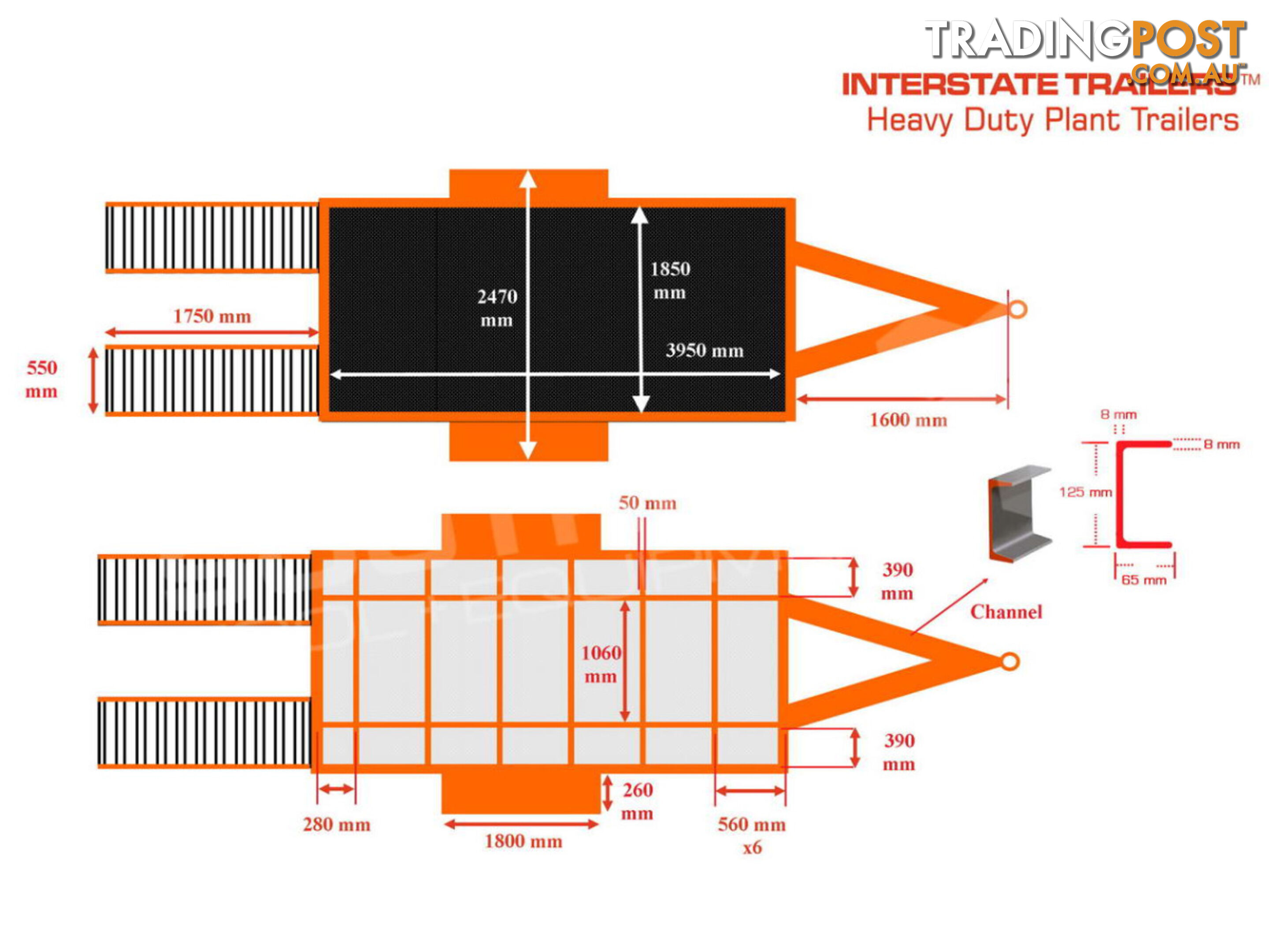 Interstate Trailers - 3.5 TON Plant Trailer suit Bobcats & Excavators