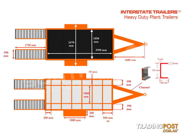 Interstate Trailers - 3.5 TON Plant Trailer suit Bobcats & Excavators