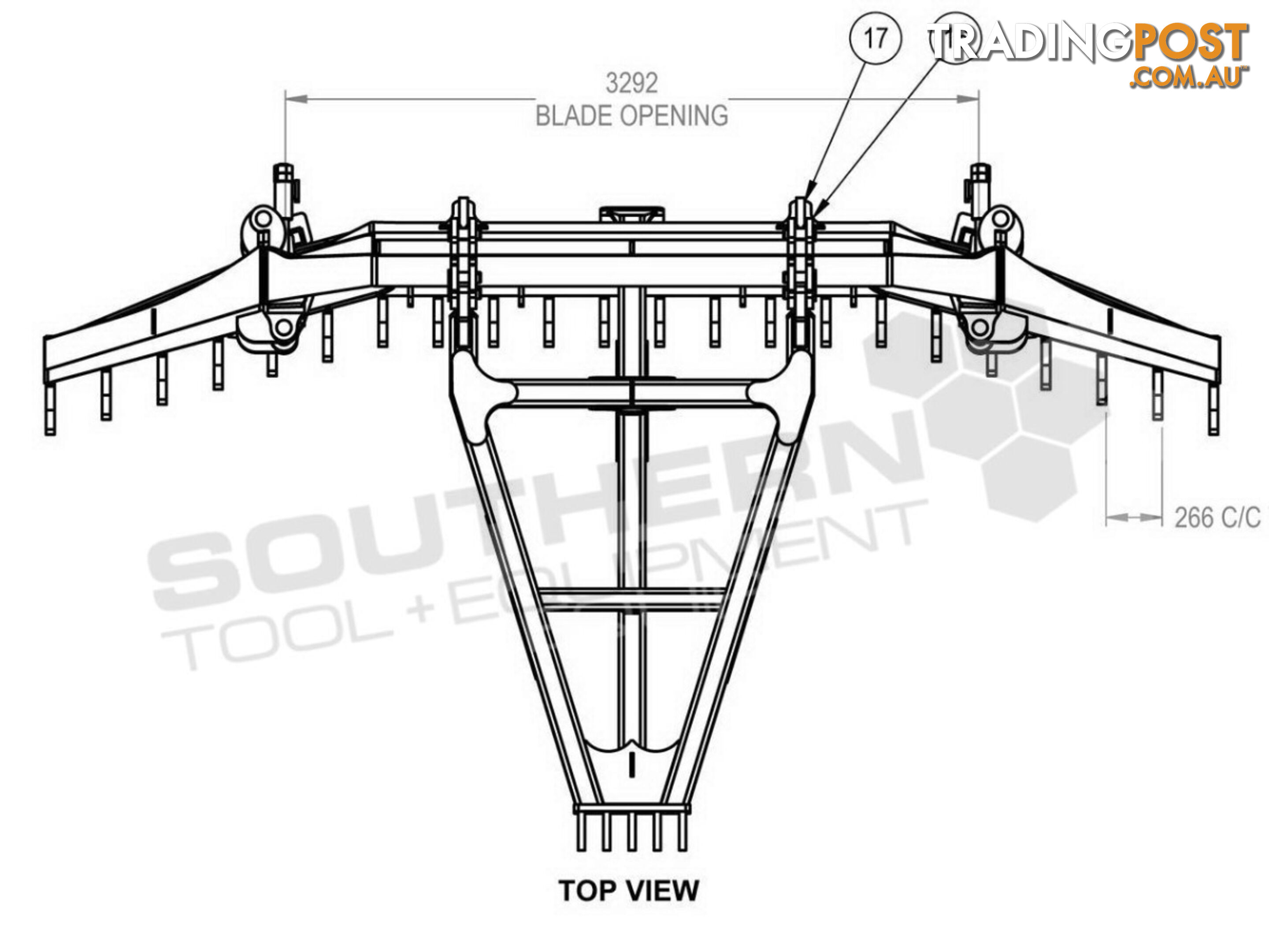 Heavy Duty Caterpillar D8T D8R Bi-Folding Stick Rake