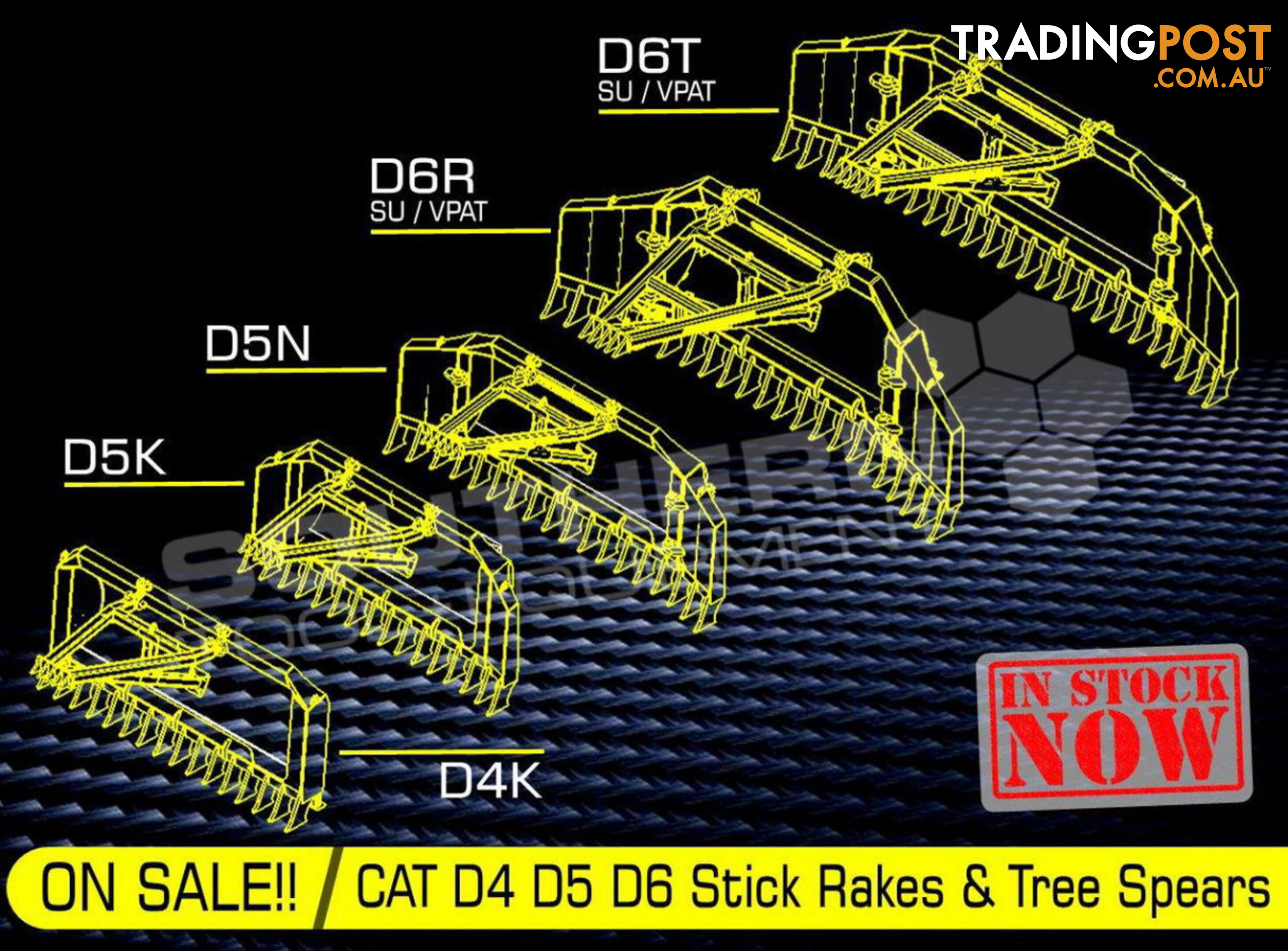 CATERPILLAR D3K XL Bulldozer Stick Rake fitted