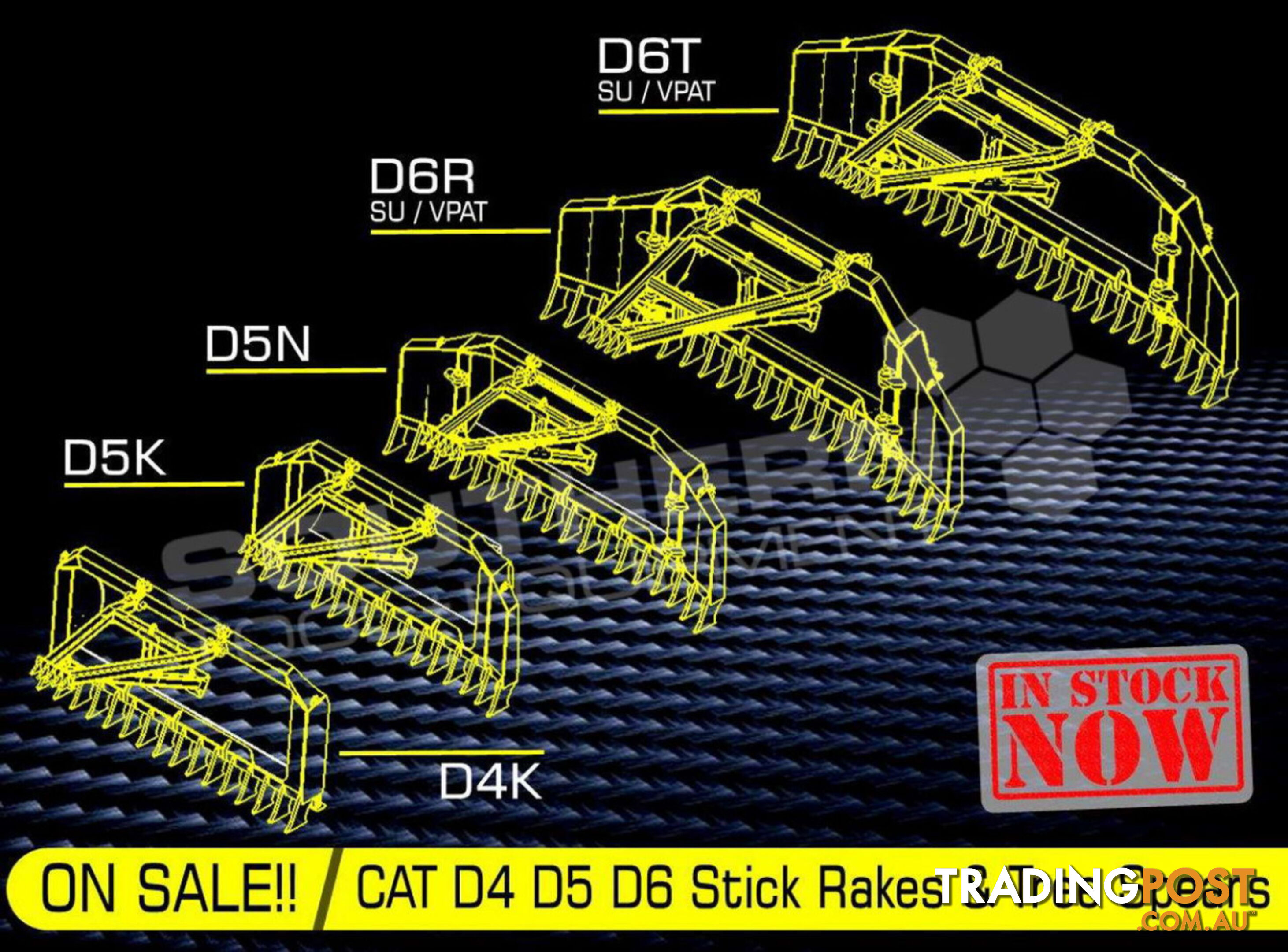 Caterpillar D5K WT Bulldozer with Drive in Stick Rake Tree Spear