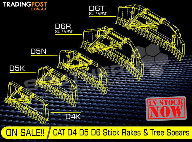 Caterpillar D5K WT Bulldozer with Drive in Stick Rake Tree Spear