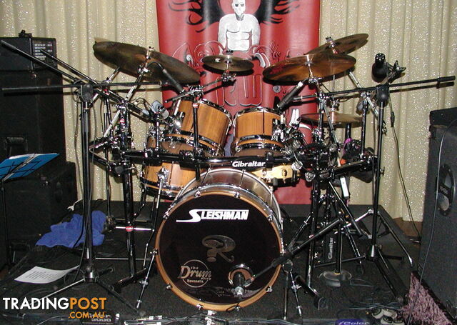 Drum kit, Sleishman, stave shell, blackwood, 2009.