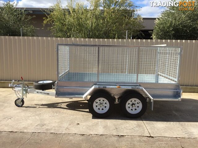 10X5 GALVANISED TANDEM CAGED TRAILER WITH BRAKES AND RAMPS