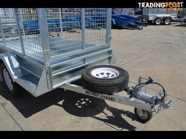 KESSNER TRAILER 7X4 GALVANISED SINGLE AXLE BOX TRAILER WITH BRAKES, CAGE AND RAMPS - photo 3 of 3