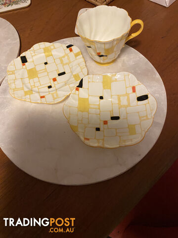 Retro english cup, saucer and plate