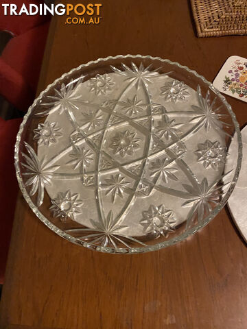 Excellent condition Bohemium crystal pinwheel plate with raised edging