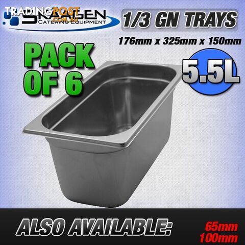 Unused 1/3 Gastronorm Trays 150mm - 6 Pack
