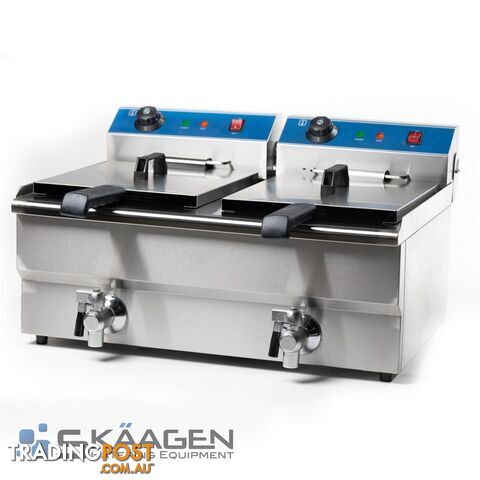 Unused Double Tank 17L Deep Fryer with Taps - EF-172V