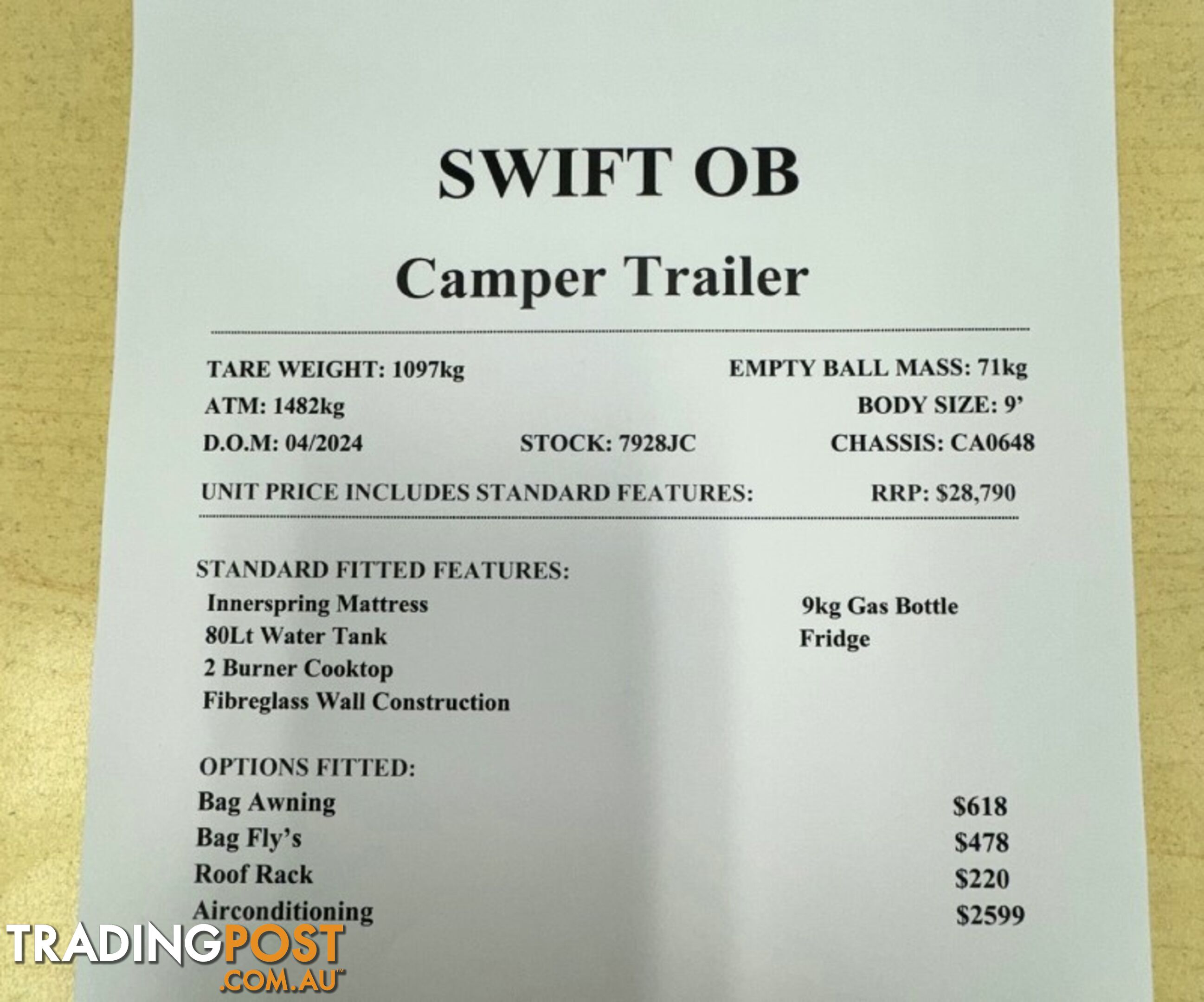 Jayco SWIFT OB.CP-MY24