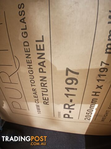 Glass Return Panel by Purity Model P_R-1197. Size 2050mmHx1197mmWx10mm thick...