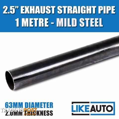 2.5" INCH 63MM MILD STEEL STRAIGHT EXHAUST PIPE TUBE x 3 METRE LE