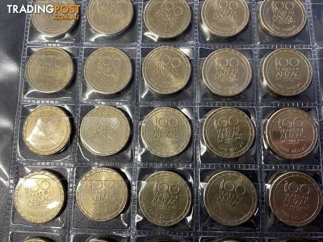 Full sets of $1 Anzac Coins 2014 -2018