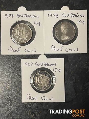 10 CENT PROOF COINS -GENUINE 1978/79 AND 1983