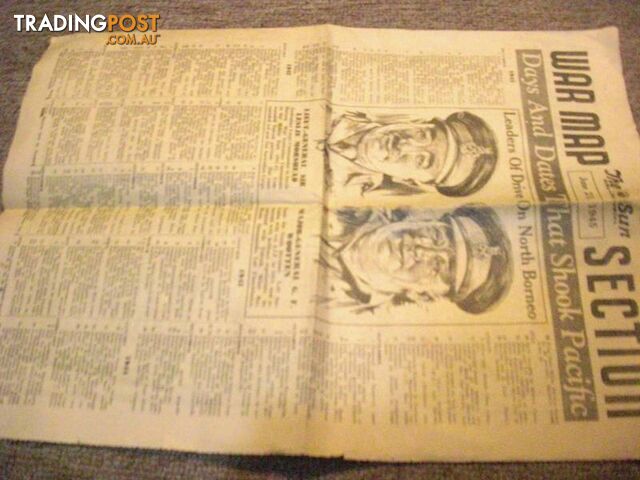 THE SUN JUNE 23 1945 FRONT PAGE +WAR MAPS 72 YEARS OLD THE SUN