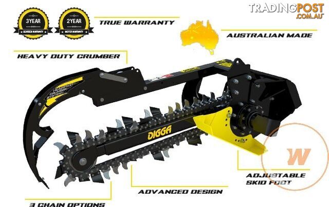 DIGGA TRENCHERS ALL MAKES ALL MODELS SUIT SUIT EXCAVATOR BOBCAT TRACTOR TELEHANDLER Trencher Attachments - photo 3 of 35
