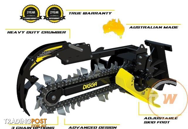 DIGGA TRENCHERS ALL MAKES ALL MODELS SUIT SUIT EXCAVATOR BOBCAT TRACTOR TELEHANDLER Trencher Attachments - photo 2 of 35