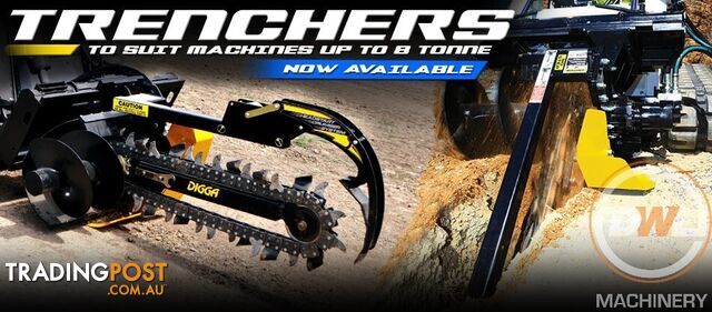 DIGGA TRENCHERS ALL MAKES ALL MODELS SUIT SUIT EXCAVATOR BOBCAT TRACTOR TELEHANDLER Trencher Attachments - photo 5 of 35