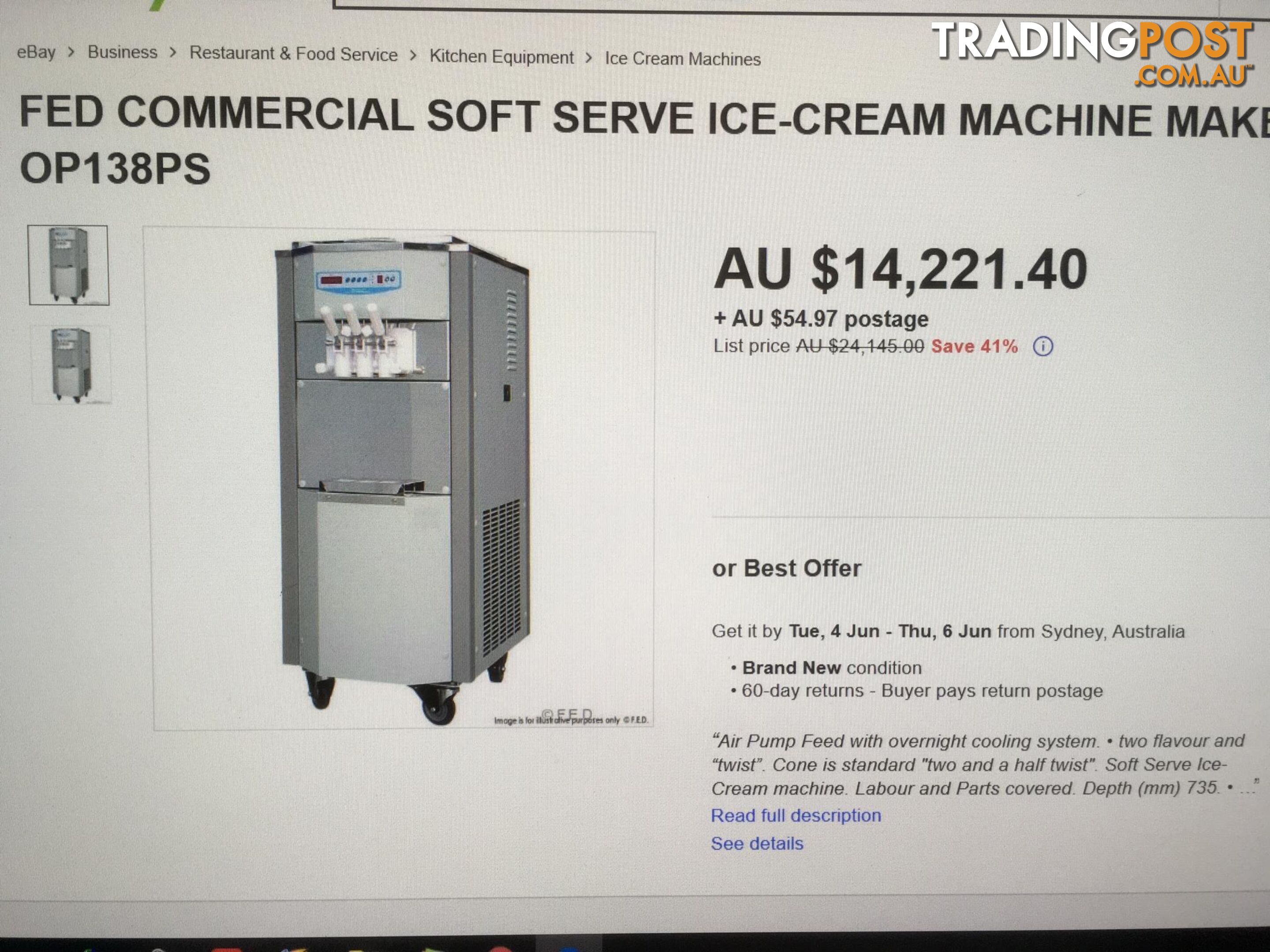 FED COMMERCIAL SELF SERVE ICE CREAM MACHINE