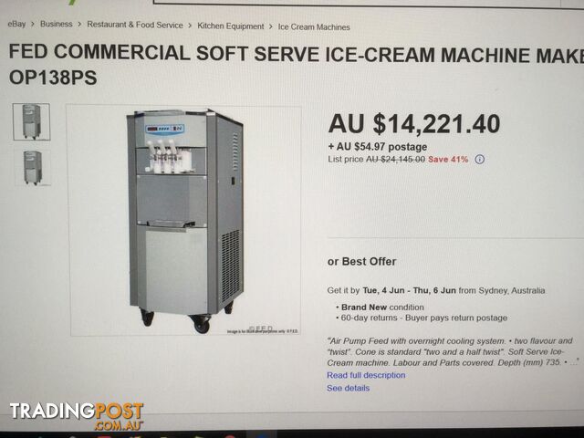 FED COMMERCIAL SELF SERVE ICE CREAM MACHINE